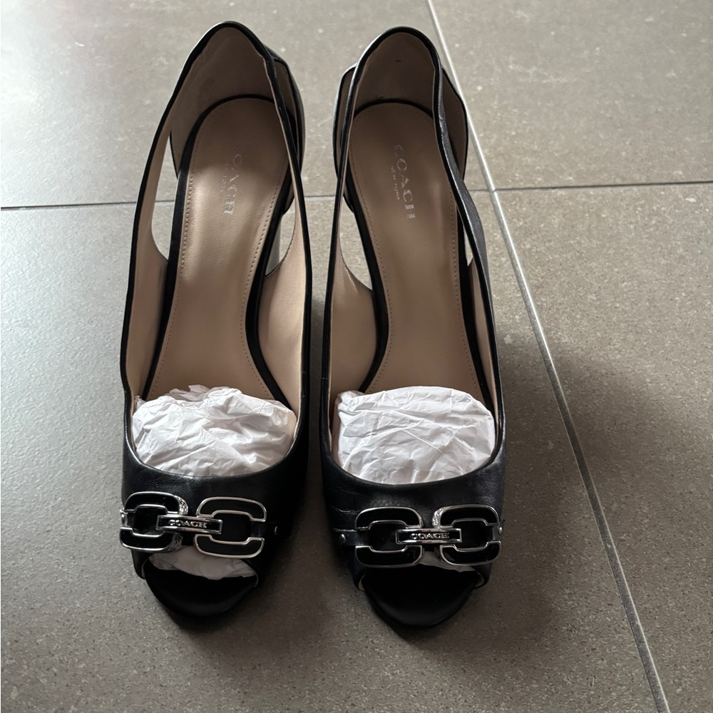 Coach Black Peep Toe Heels